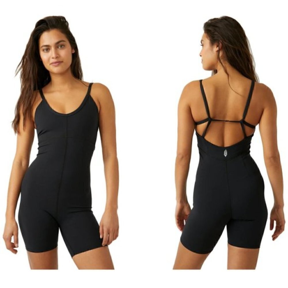 FREE PEOPLE All Star Runsie Romper in Black Size Small